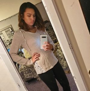 Beige Hoodie with crochet sides